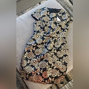 **New** Cynthia Steffe Black & Gold floral accent Holiday/Wedding dress w/ tags!
